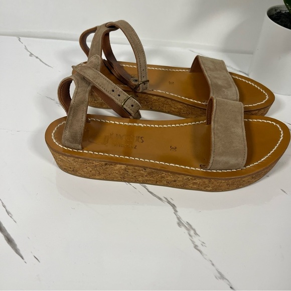 K. Jacques St. Tropez Women’s Strappy Platform Sandal Beige Suede Staps Size 7.5 - Picture 8 of 11